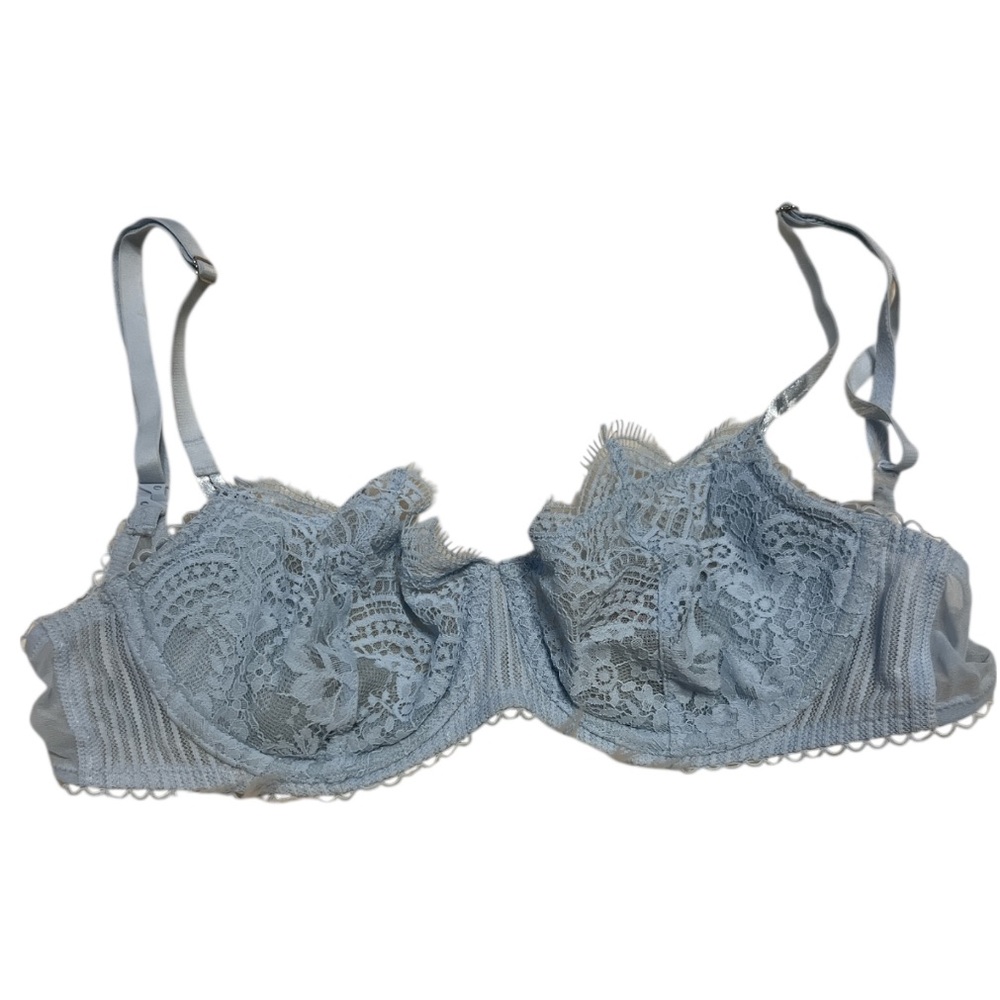 Victoria's Secret Dream Angels Light Blue Unlined Lace Demi Bra 32D Pastel